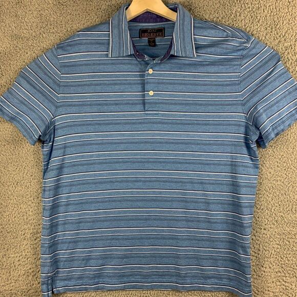 Jos A Bank Polo Shirt Mens Large Blue Golf Golfer Tailored Fit Athleisure Casual - Picture 1 of 10